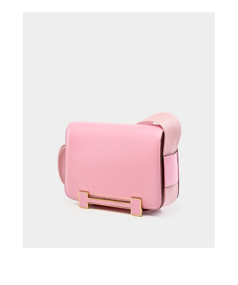 Borsa da donna in vera pelle, borsa a tracolla, piccola, quadrata, rosa