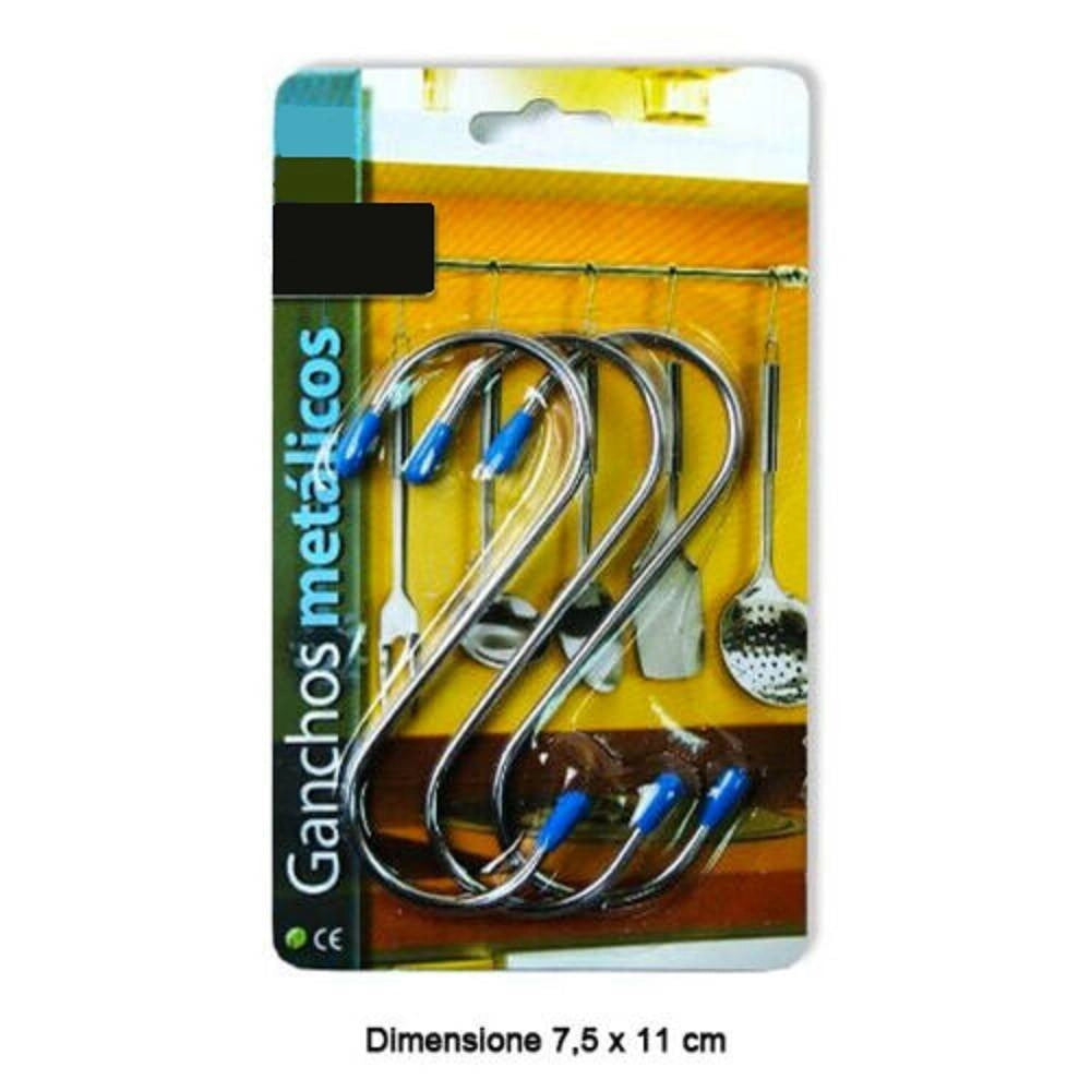 Trade Shop - Ganci Gancio A Forma Di S In Acciaio Set Da 3 Pezzi 7,5 X 11 Cm Appendino -