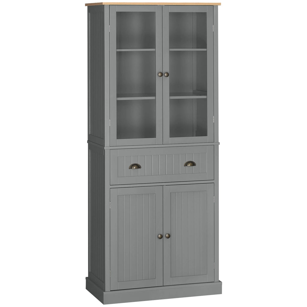 Mobile Dispensa a 5 Livelli con Cassetto Centrale 76x40x182,5 cm in MDF e Truciolato Grigio