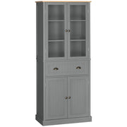 Mobile Dispensa a 5 Livelli con Cassetto Centrale 76x40x182,5 cm in MDF e Truciolato Grigio