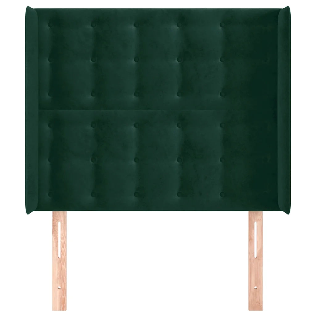 Testiera | Testata ad Orecchio Verde Scuro 83x16x118/128 cm in Velluto