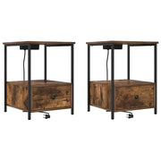 Set di 2 Comodini | Armadio da Notte | Mobiletto da notte con cassetto Rovere fum¨¦ 42 x 41 x 56 cm
