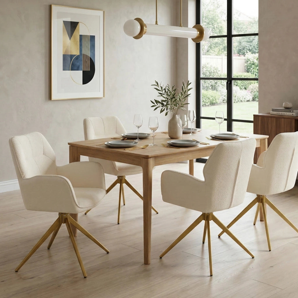 SEDIA Girevole Set da 2 pezzi 60x56x59 cm Chenille Crema