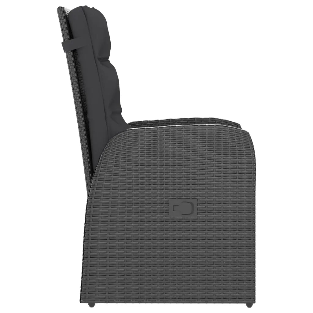 Set da Pranzo da Giardino 7 pz con Cuscini in Polyrattan Nero cod mxl 48715
