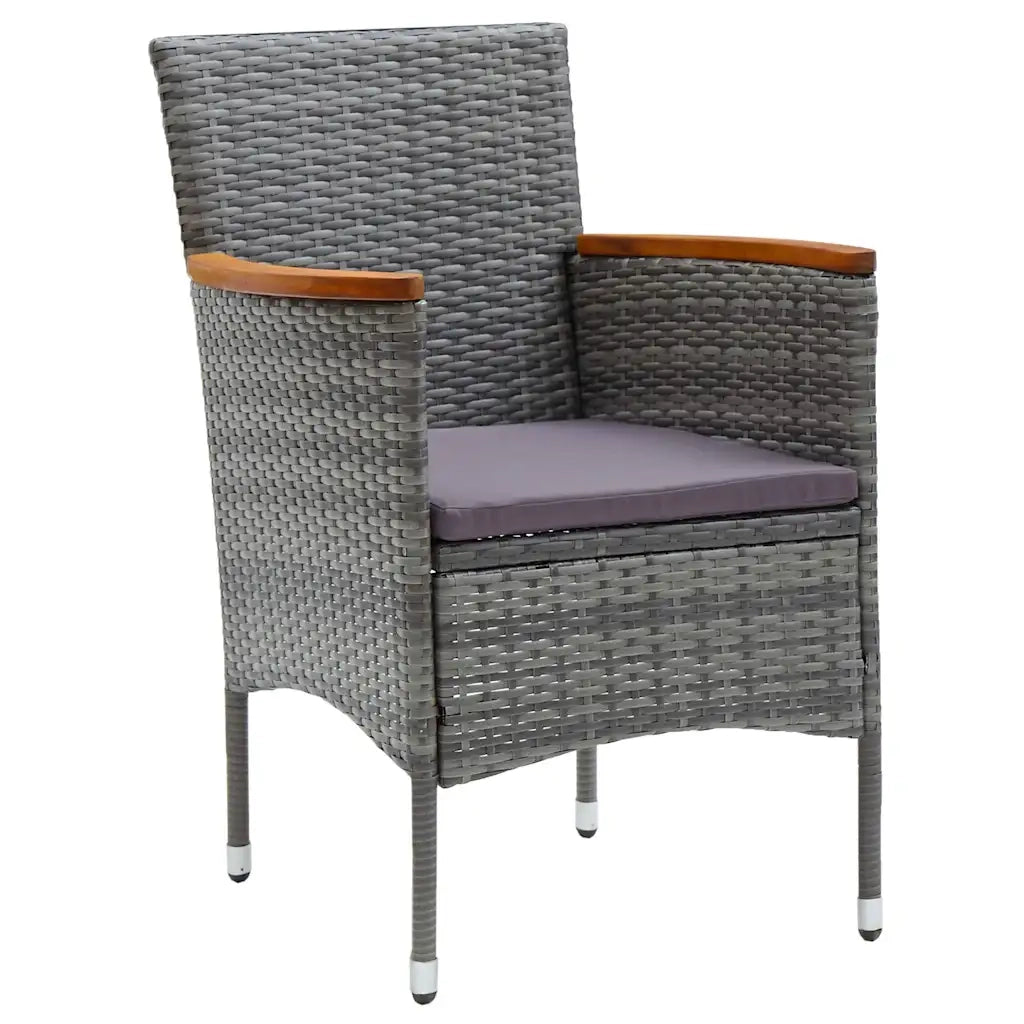 Set da Pranzo per Giardino con cuscino 5 pcs Grigio polyrattan 3379759