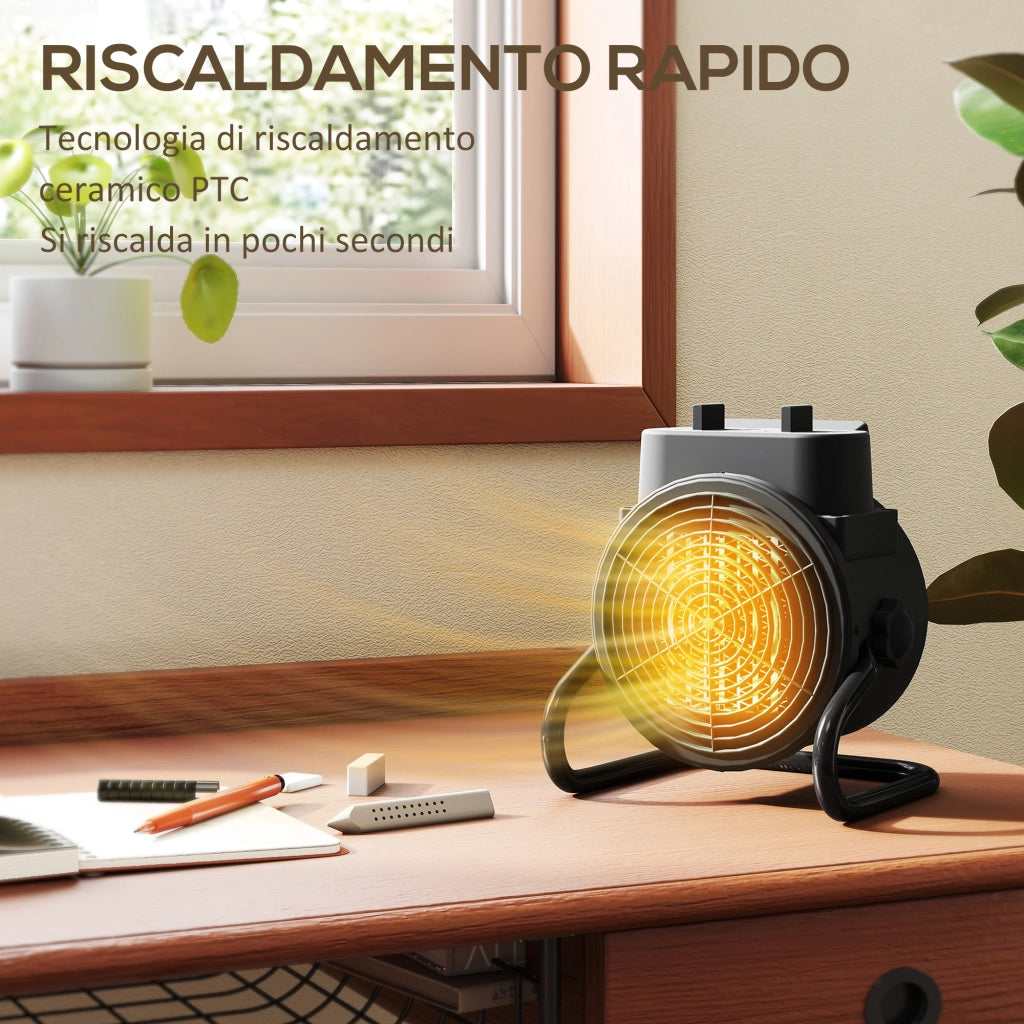 Riscaldatore Elettrico e Regolabile a 3 Modalit¨¤, in PP e PA Ignifugo, 21.5x15.8x22 cm, Nero
