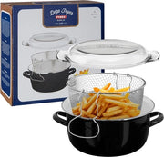 Friteuse per Oliebollen - Festa di San Silvestro - Piastra di cottura in ceramica 5L coperchio in vetro nero Frittoia piccola 16x33x27
