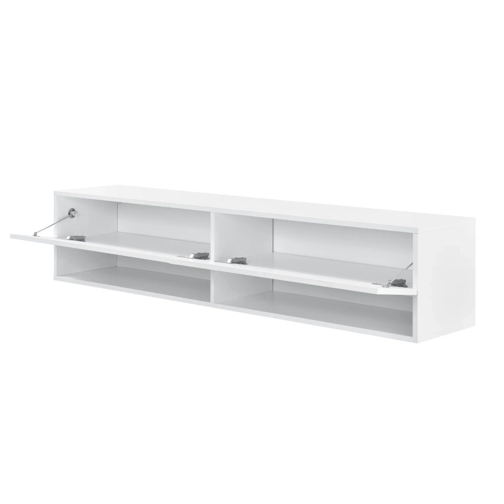 Mensola da parete con 2 cassetti e ante porta TV 140 cm bianco 03_0005184