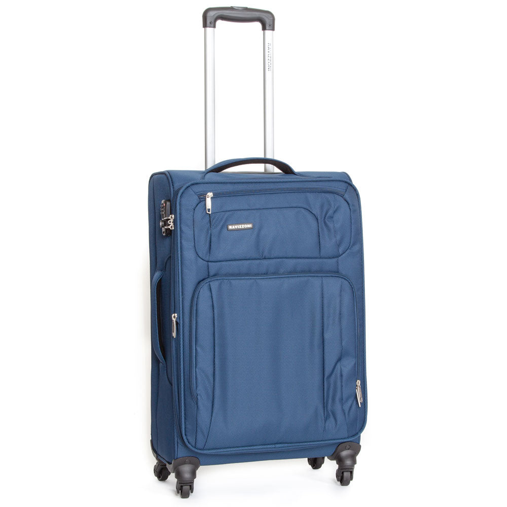 Trolley Valigia Media Morbida in Poliestere 4 Ruote TSA Ravizzoni Raffaello Blu