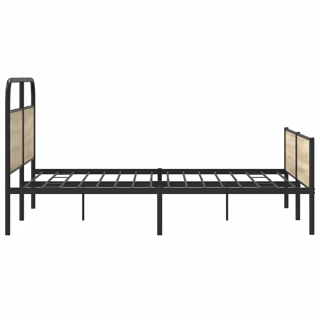 vidaXL Giroletto senza Materaso in Metallo Rovere Fumo 180x200 cm