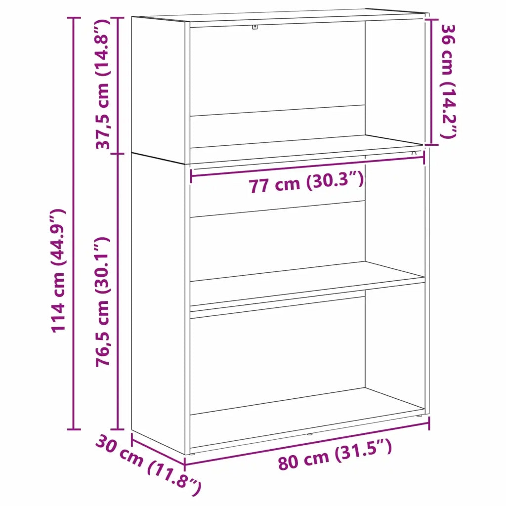 Libreria 80 x 30 x 114 cm Legno ingegnerizzato Rovere Nero 8003717