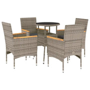 Set da Pranzo da Giardino 5 pz | Set Salotto da Giardino con Cuscini Polyrattan e Vetro