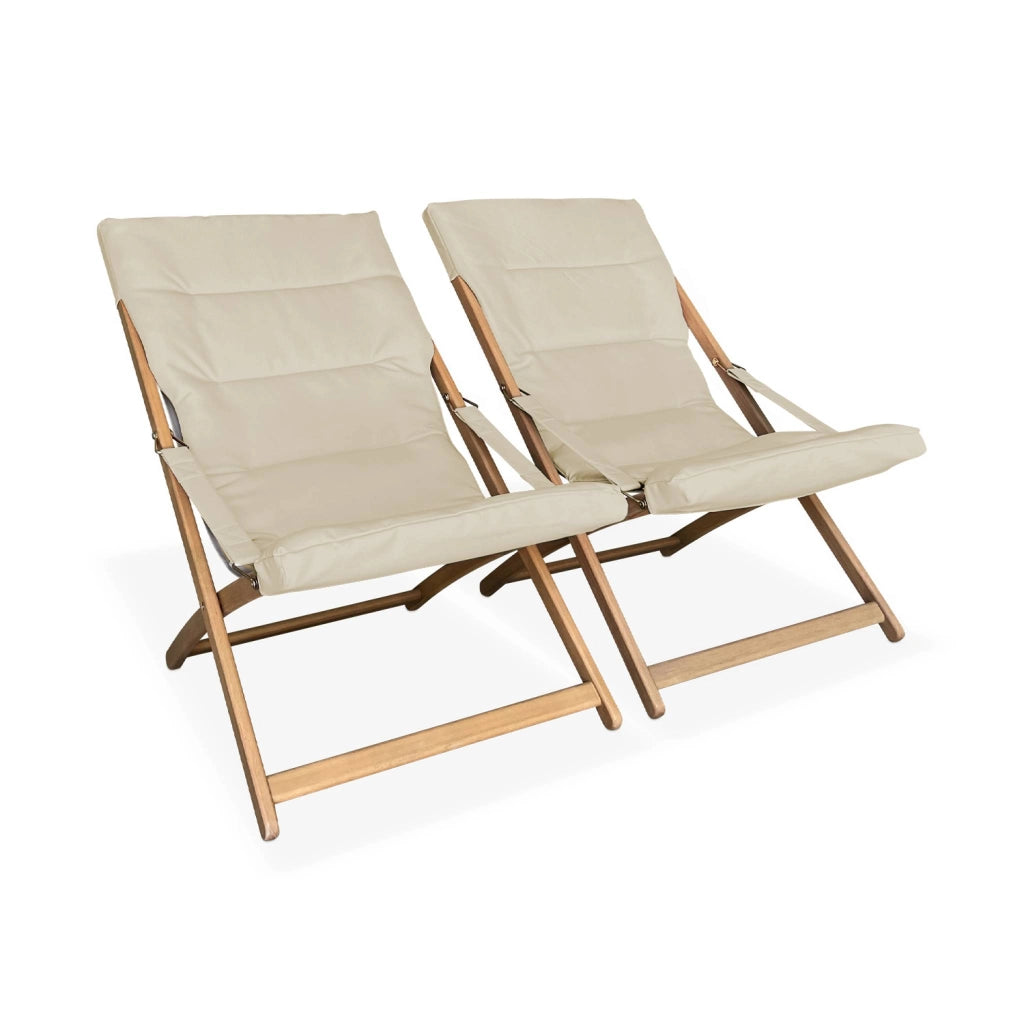 Set 2 lettini prendisole imbottiti in legno , beige
