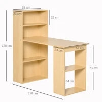 Scrivania Computer con Libreria Salvaspazio, Tavolo da Pranzo per Ufficio e Studio in Truciolato 120x55x120 cm