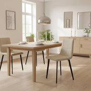 Set di 4 sedie da pranzo imbottite in tessuto beige Daisy con struttura in metallo facili da pulire | Duzzle
