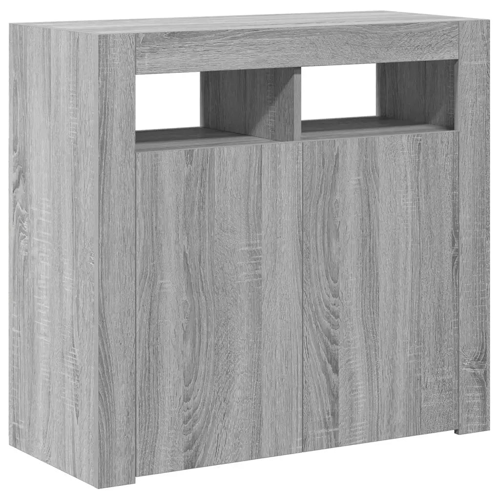 Credenza | Madia | Buffet da pranzo | Armadio da pranzo con Luci LED Grigio Sonoma 80x35x75 cm