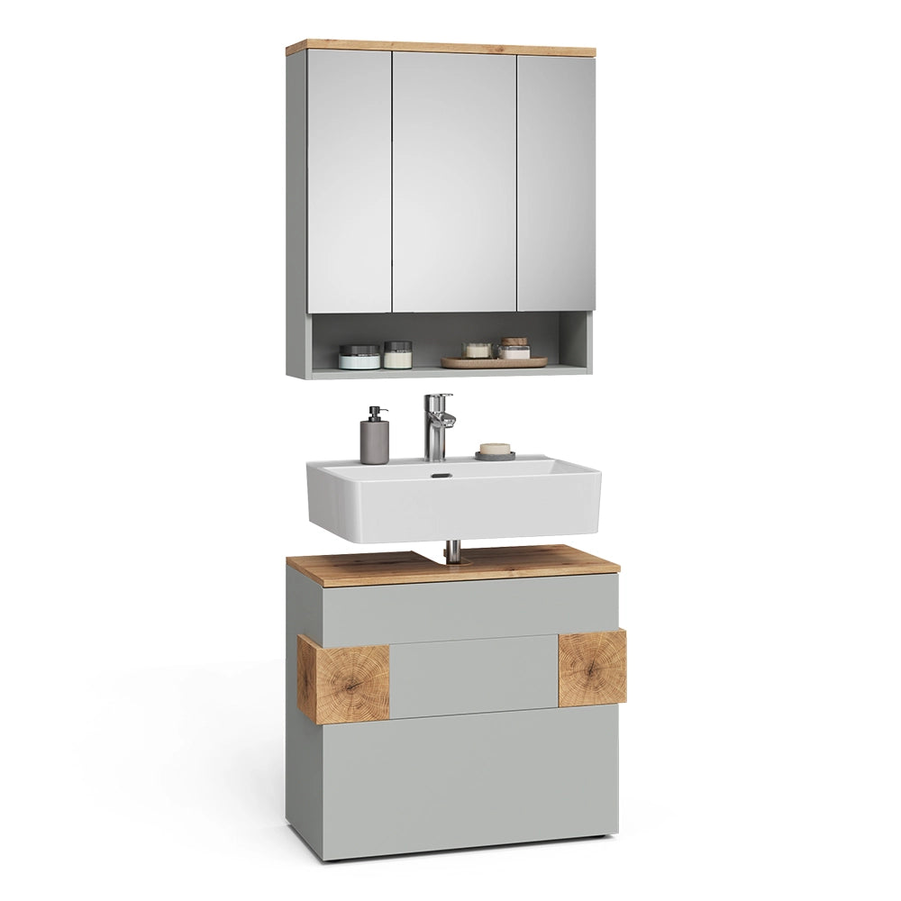 Vicco Set di mobili da bagno Grigio/Artisan 2 parti