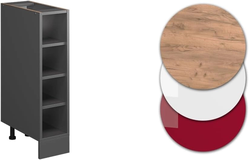 Scaffale da cucina R-Line, Antracite, 20 cm senza piano di lavoro, per la libera combinazione all'interno di sistemi cucina modulari