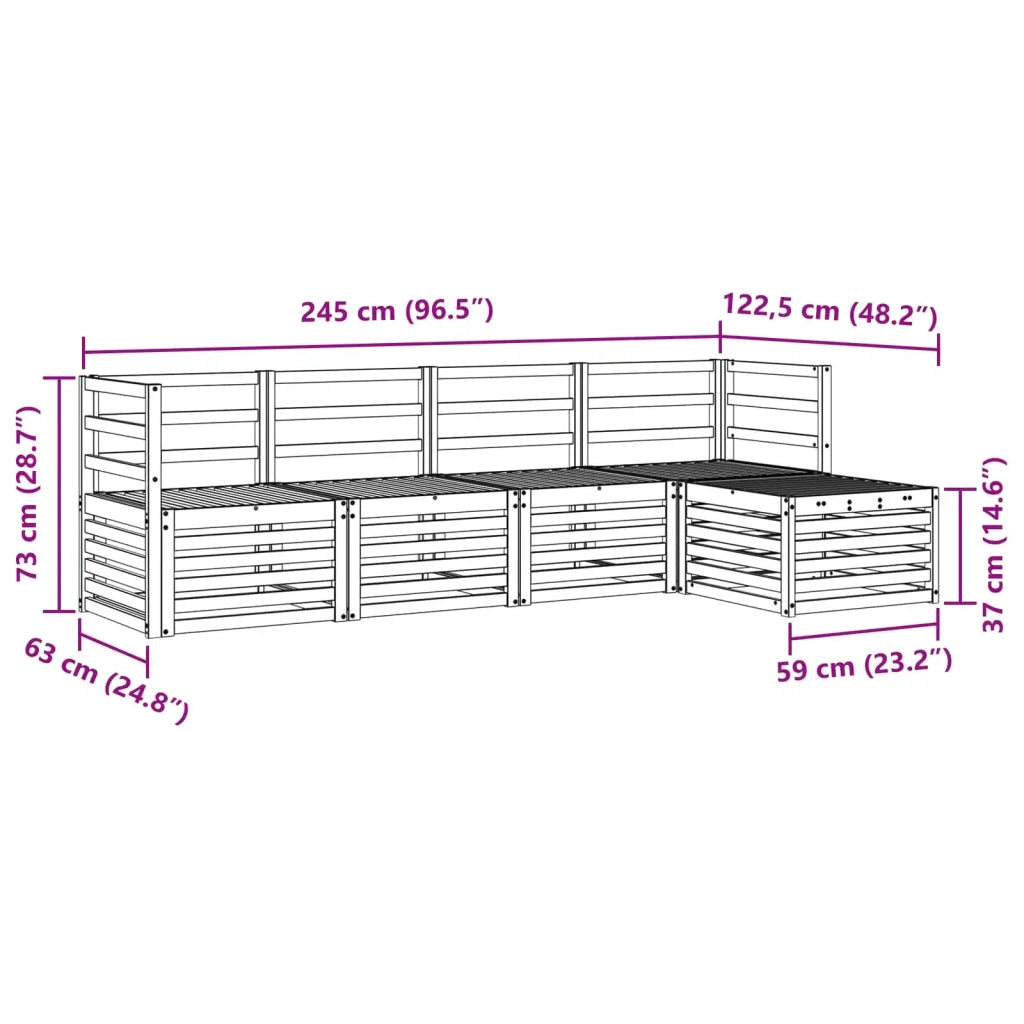 Set divani 5 pcs Naturale Legno di Acacia Massello 3374629