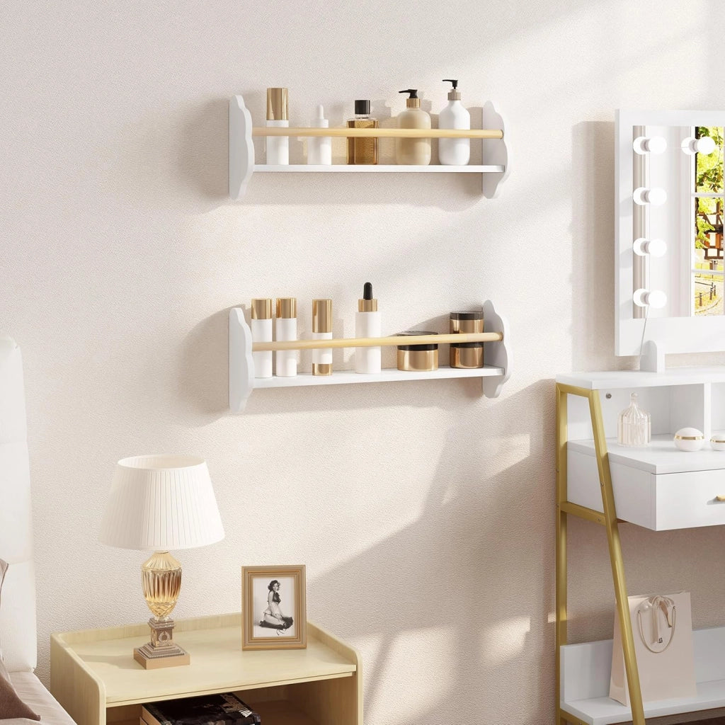 Libreria da Parete per Bambini, 3 Mensole per Cameretta, Porta Libri e Giocattoli, Libreria Sospesa in Pino e MDF, Bianco