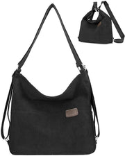 Borsa corduroy multifunzionale - spalla e zaino in un unico - 1 pezzo - marrone