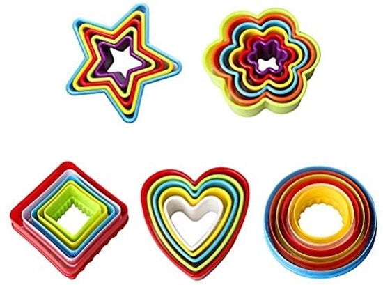 LHKJ 25 pezzi di mini stampi a forma di biscotto, piccoli stampi a forma di biscotto in plastica, set di stampi a forma di biscotto geometrica