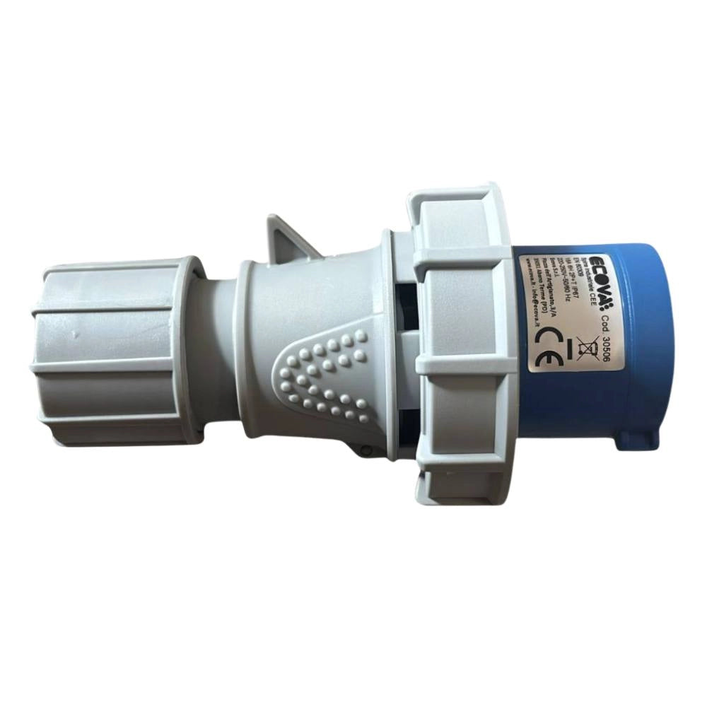 Ecova 30506 spina industriale monofase blu ip67 2p+t resistente per uso professionale