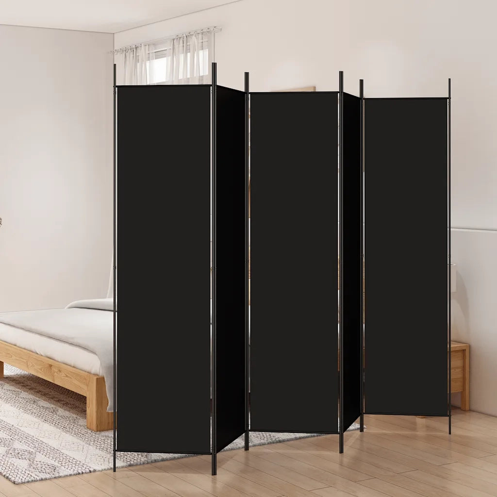 Divisorio 5 Pannelli Nero 250x200 cm Tessuto