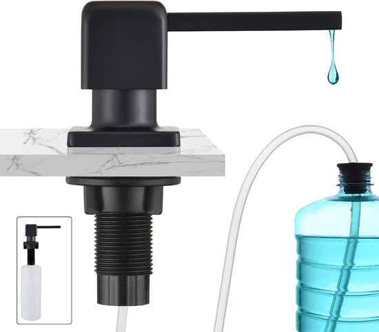 Dispensatore di sapone per cucina - riempimento manuale - 1 pezzo - nero opacchiuso - adatto per installazione in cucina