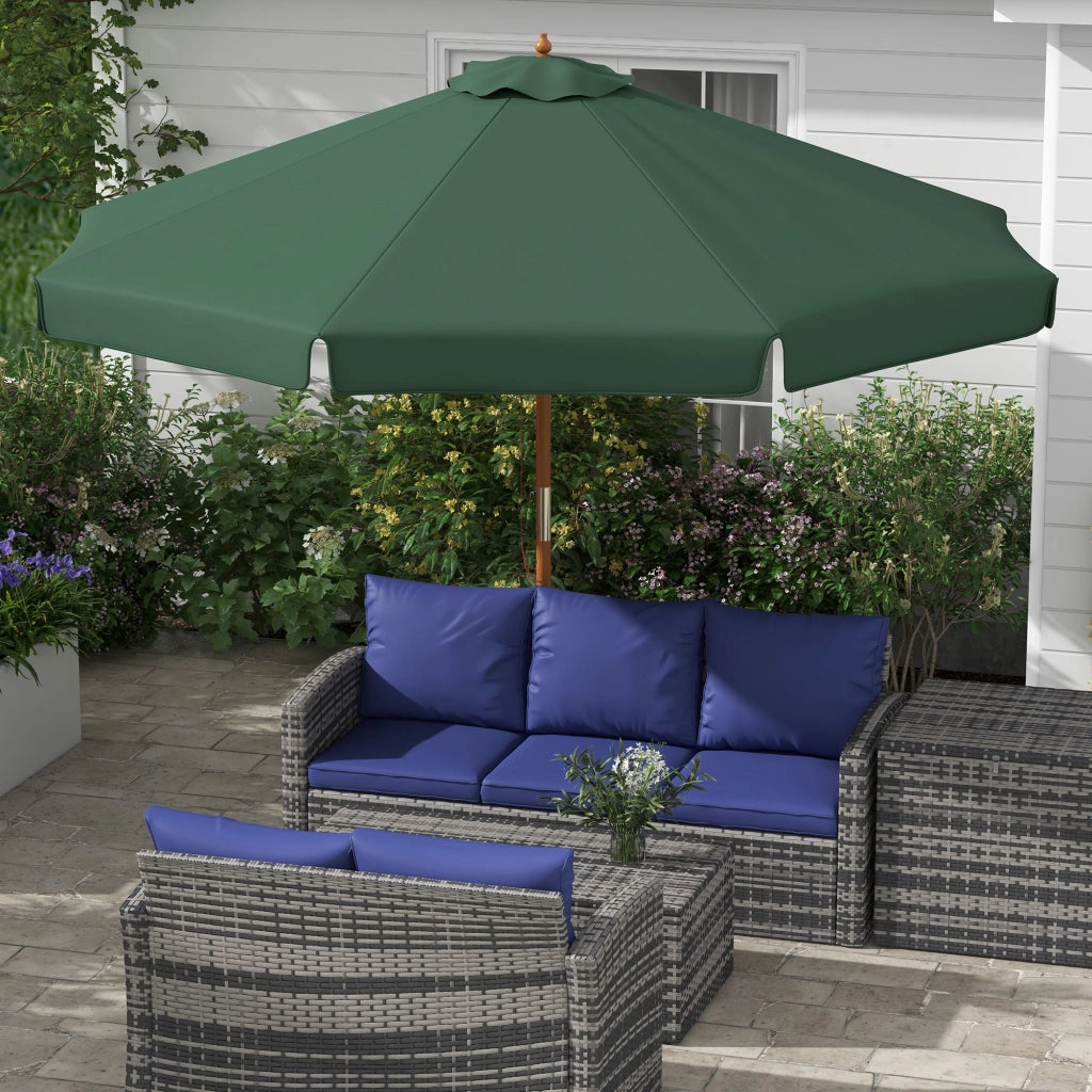 Ombrellone da Giardino in Legno con Sistema a Puleggia ¨C Zephmum ¨C Verde 325x250 cm