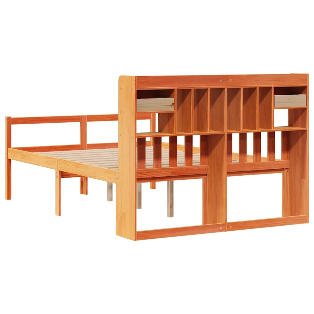 vidaXL Letto Libreria senza Materasso Marrone Cera 160x200 cm in Pino