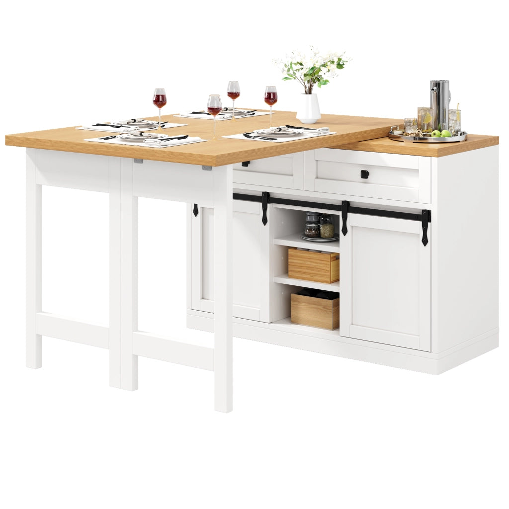 ISOLA DA CUCINA Girevole 120-197 cm Bianco MDF e Metallo