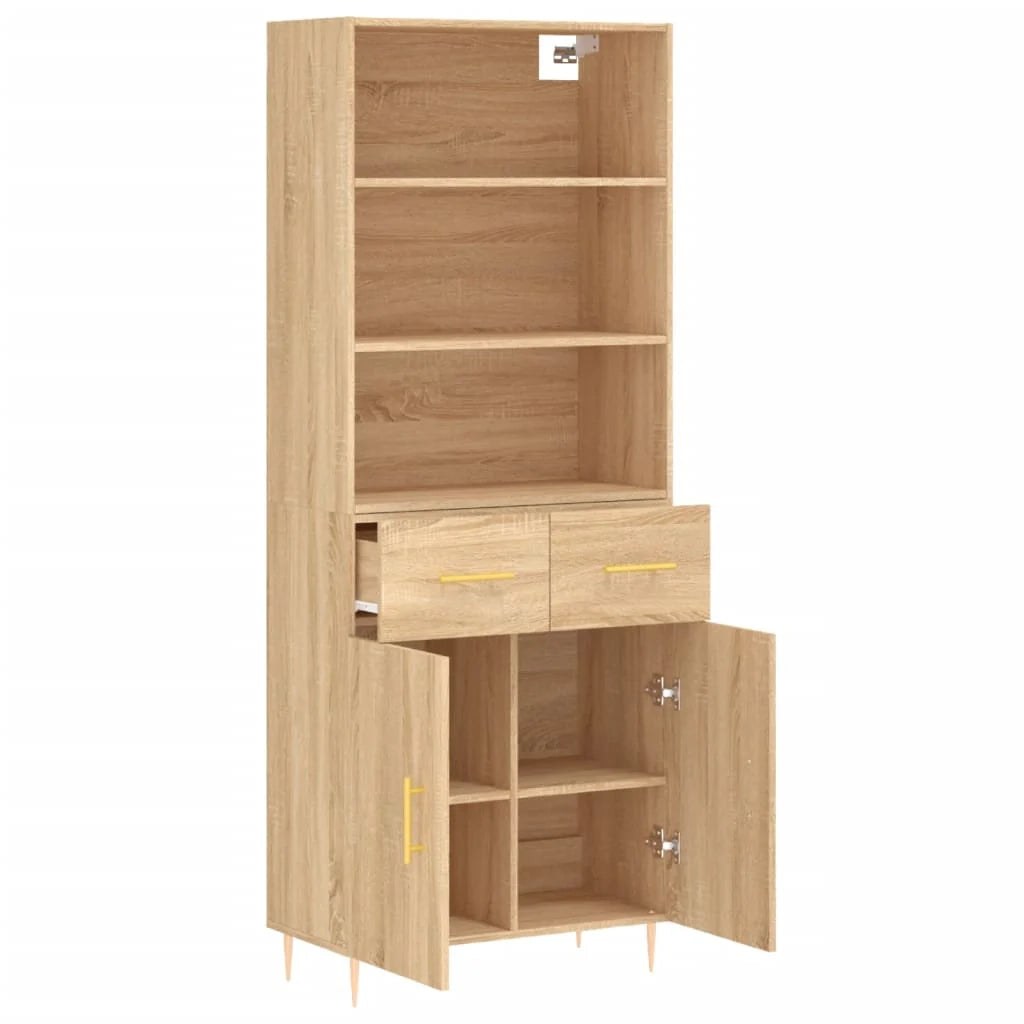 Buffet credenza cassettiera armadio mobile contenitore organizer cucina soggiorno salotto rovere Sonoma alto 69,5 x 34 x 180 cm legno ingegnerizzato marrone 02_0034177
