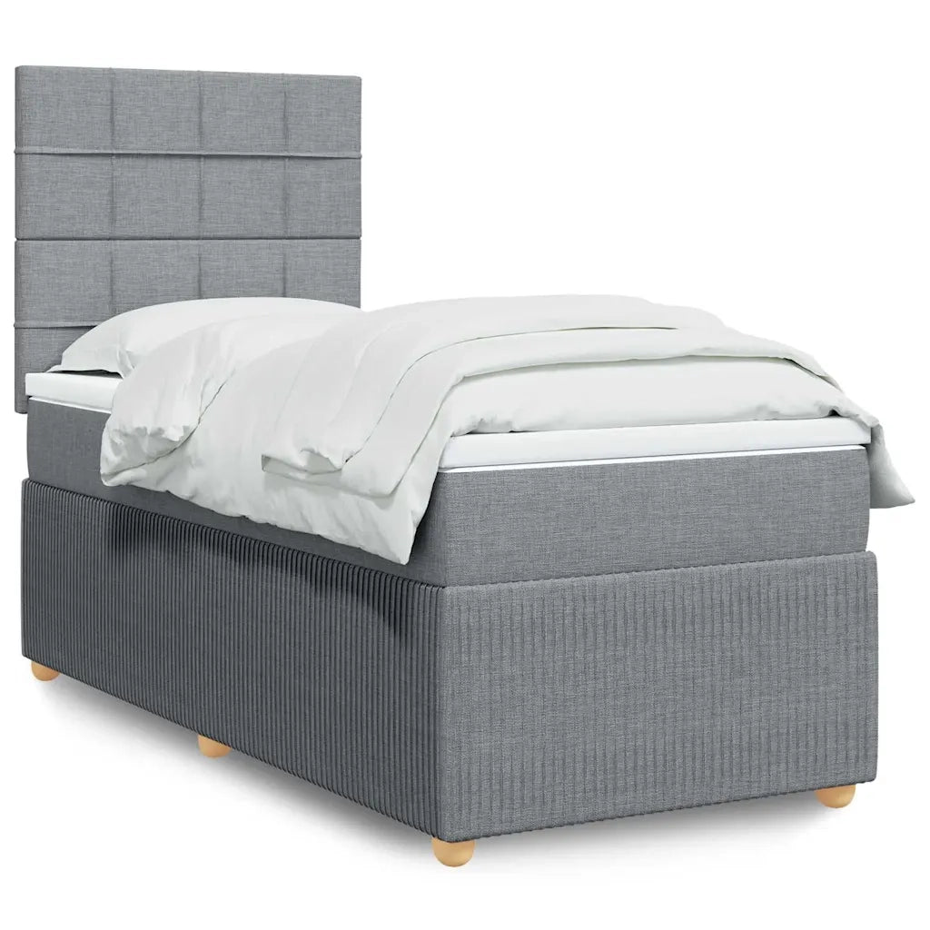 Giroletto a Molle con Materasso Grigio Chiaro 90x200 cm Tessuto