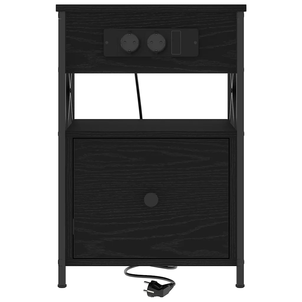Comodino | Armadio da Notte | Mobiletto da notte Rovere Nero 40 x 31 x 60 cm Legno multistrato