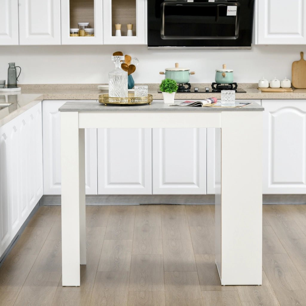 Tavolo da bar con scaffale ¨C Zephmum ¨C Bianco e grigio 115x50x102,7 cm