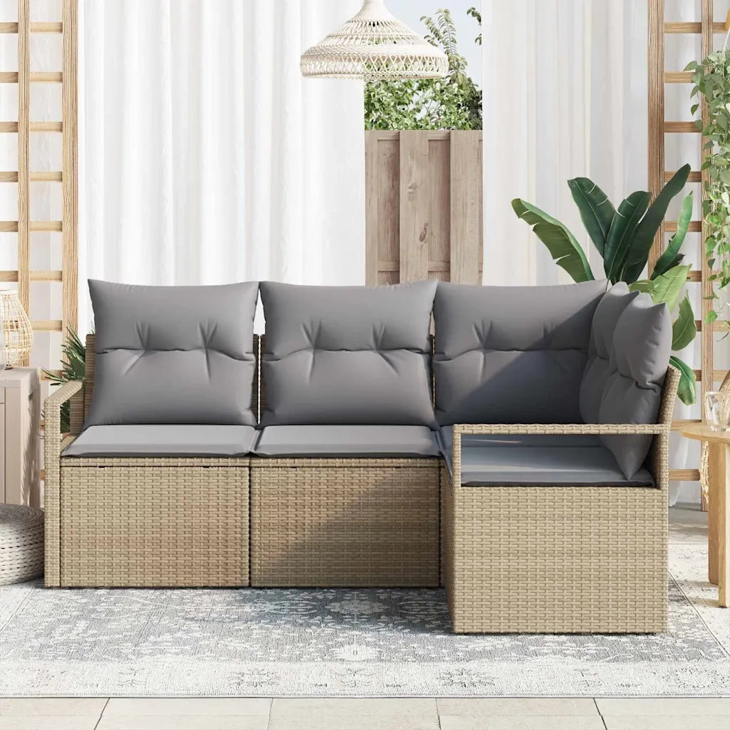 Set di divani 4 pcs Beige polyrattan