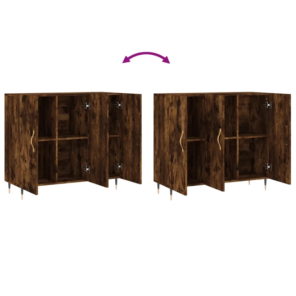 Credenza | Madia | Buffet da pranzo | Armadio da pranzo Rovere Fumo 90x34x80 cm in Legno Multistrato