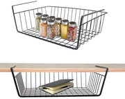 Organizzatore sotto mensola - 2 pezzi - Design semplice - Nero - Organizzatore da appendere - Ideale per cucina e bagno