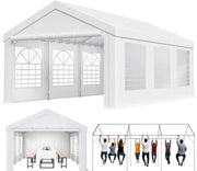 Gazebo da 4 x 6 m, resistente, con pareti laterali, impermeabile, in PE, con struttura in acciaio galvanizzato, tenda per feste, eventi, uso esterno, colore bianco
