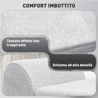 Panca Contenitore Fondo Letto con Braccioli in Tessuto, Gambe in Legno e Vano da 53.8L, 132x42x50 cm, Grigio