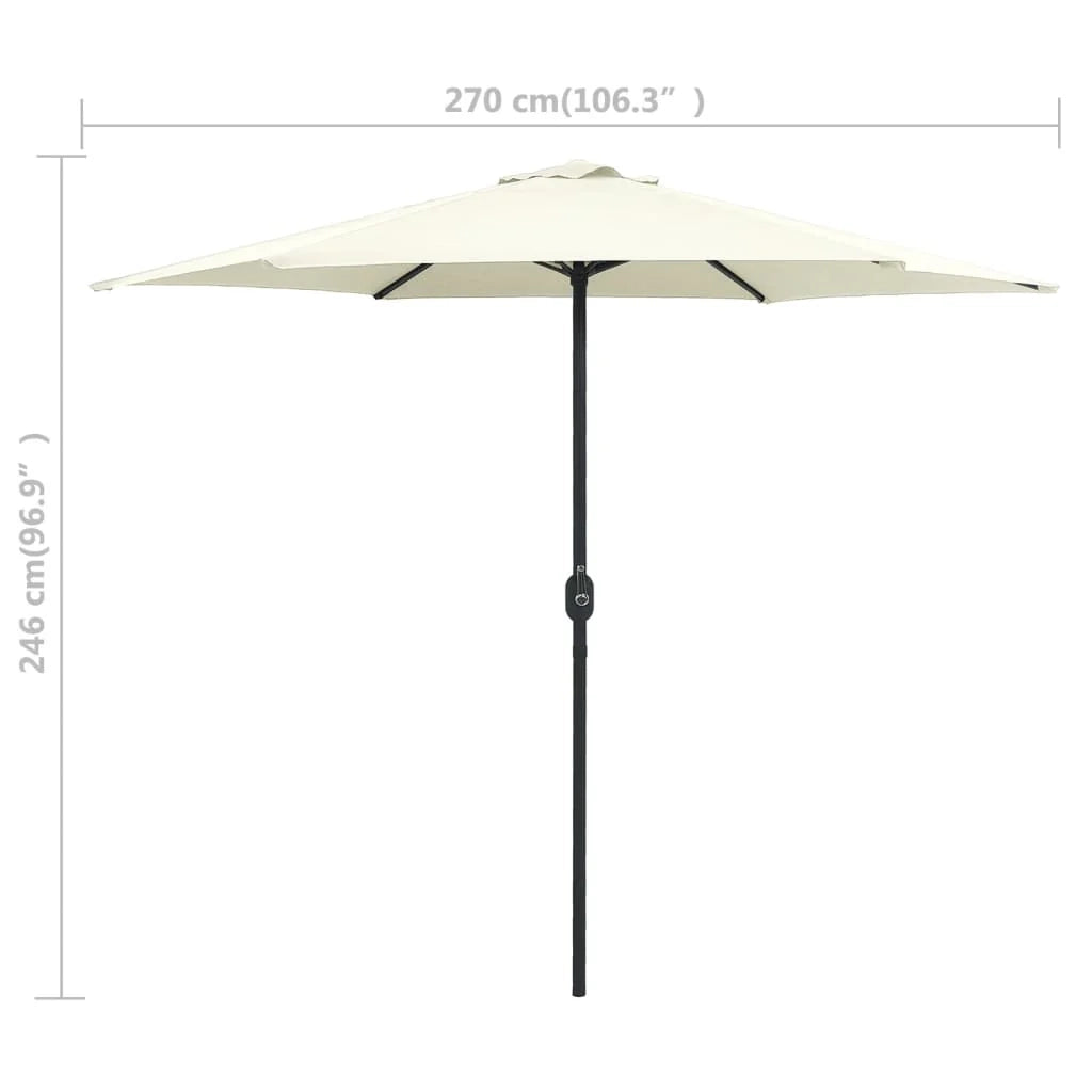 Ombrellone da esterno e palo in alluminio 270 x 246 cm bianco sabbia 02_0008286