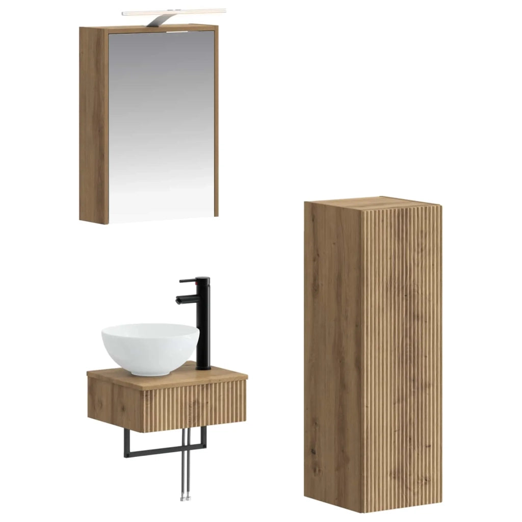 Set di Armadi da Bagno 4 pcs Rovere Artigianale 3407374