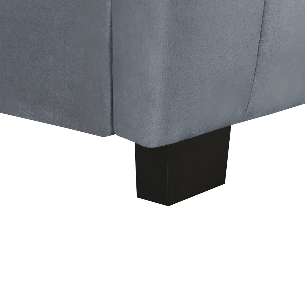 Letto imbottito singolo 90x190 cm con letto estraibile; velluto grigio