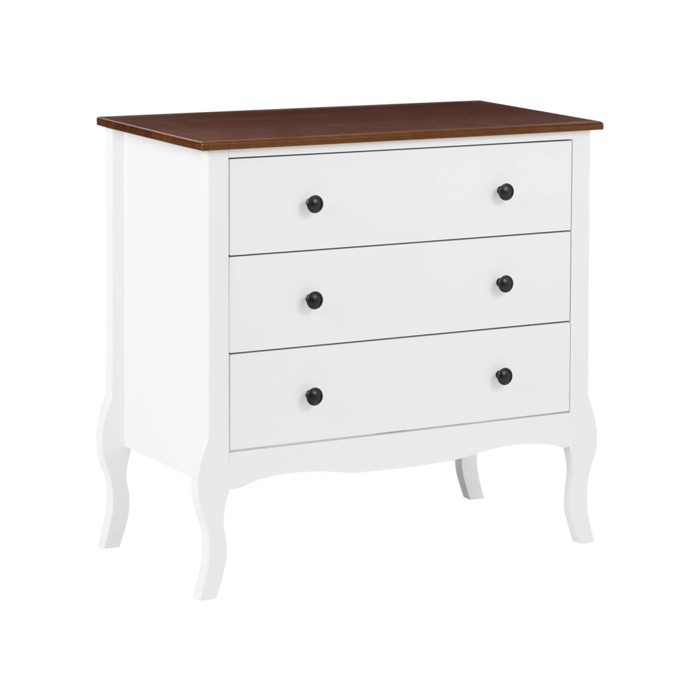 Comò in MDF bianco con gambe cabriole, stile rustico francese shabby chic