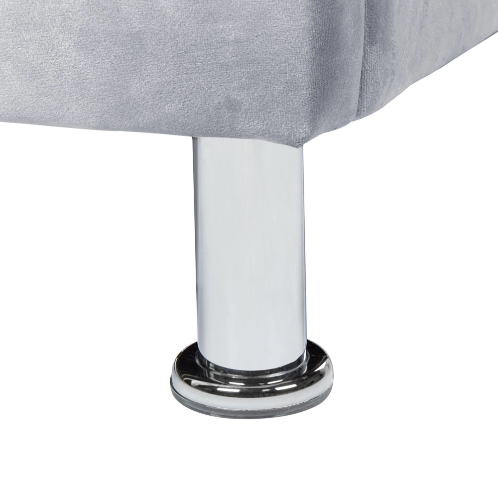 Letto singolo con contenitore in velluto grigio 90 x 200 cm camera da letto cameretta elegante glamour