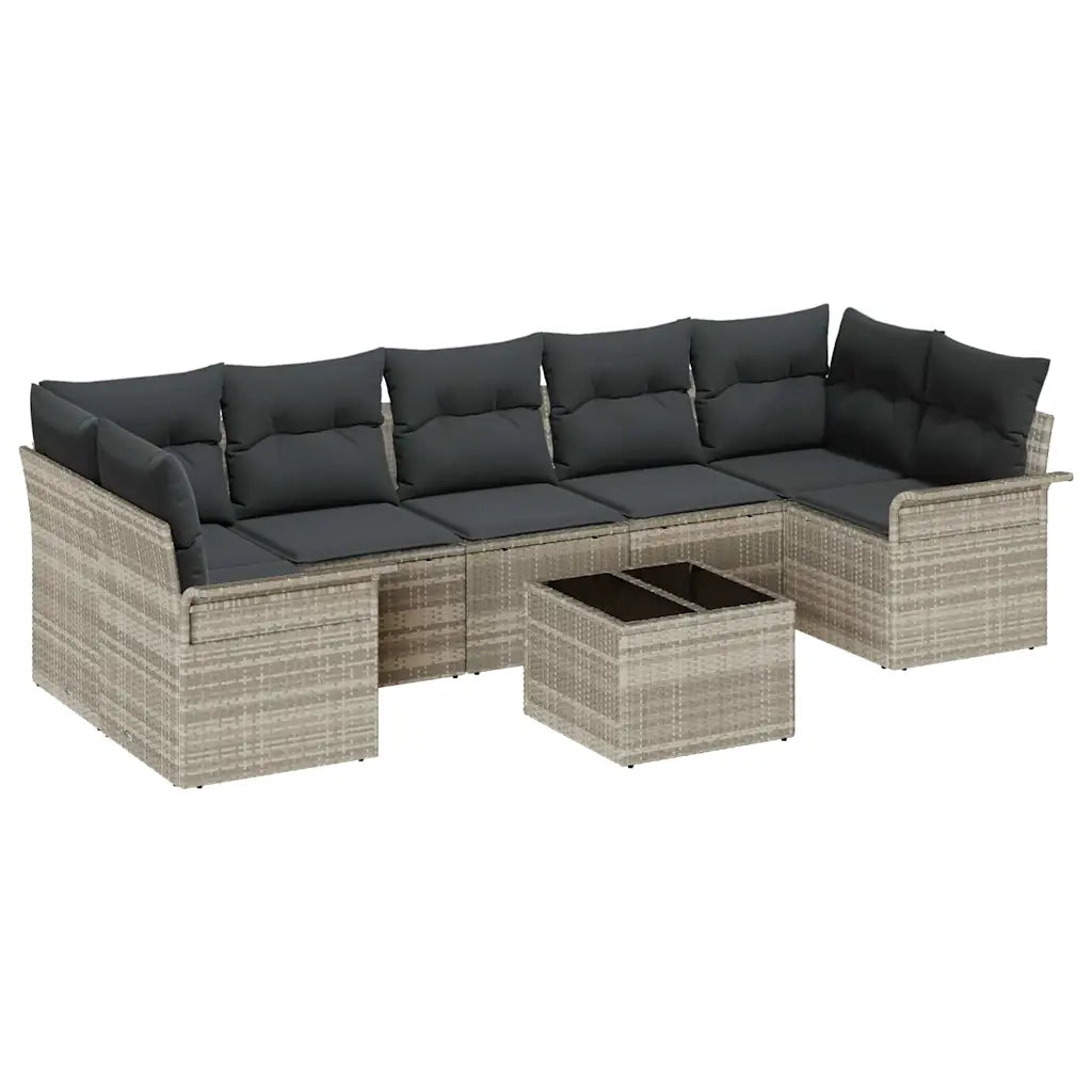 Set Divano da Giardino 8 pcs Grigio chiaro polyrattan 3345282