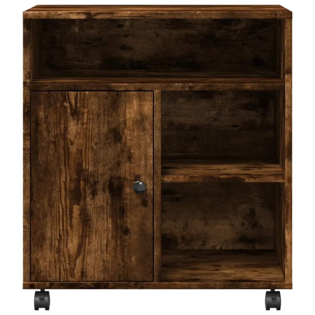 vidaXL Supporto per Stampante con Ruote Rovere Fumo 60x50x67 cm