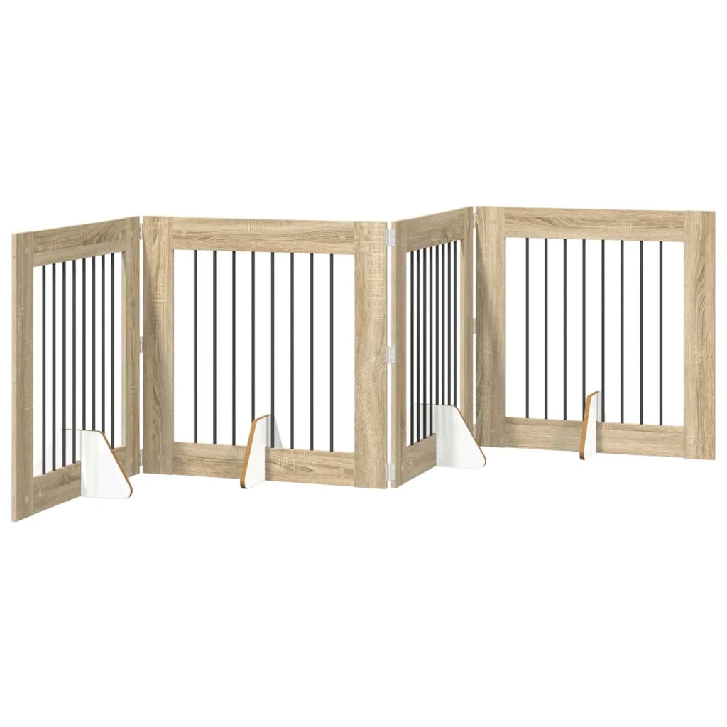 Cancello per cani con supporti 4 pcs Rovere Sonoma 80 x 80 cm 892080