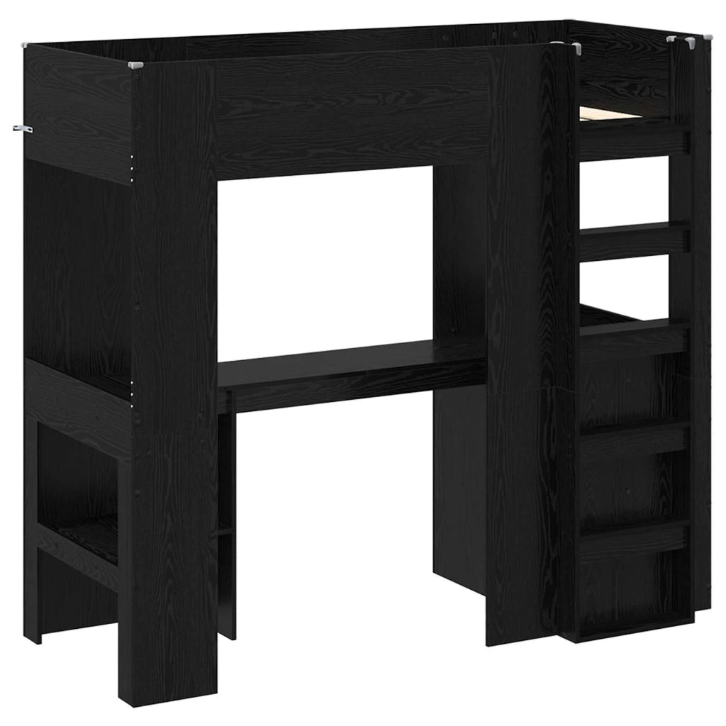 Struttura letto a castello con scrivania Rovere Nero 3410428